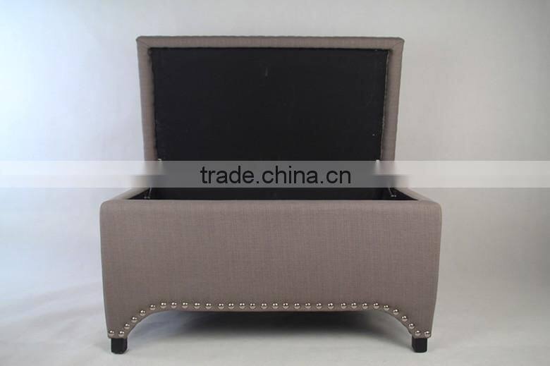 Fabric cover Wood structure Storage Ottoman