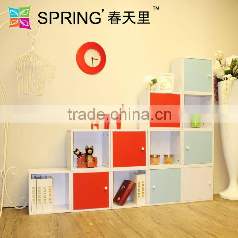 modern 4 drawer bookcase with glass doors