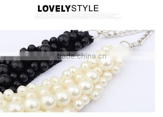 Hot Selling Black White Pearl Choker Vintage Pendant Statement Necklace Women Fashion Necklaces for Women 2014