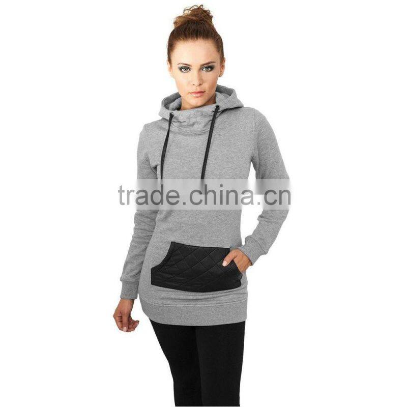 Urban Frauen Women Girls Claccics Ladies Long Leather Pocket Hoody Pullover