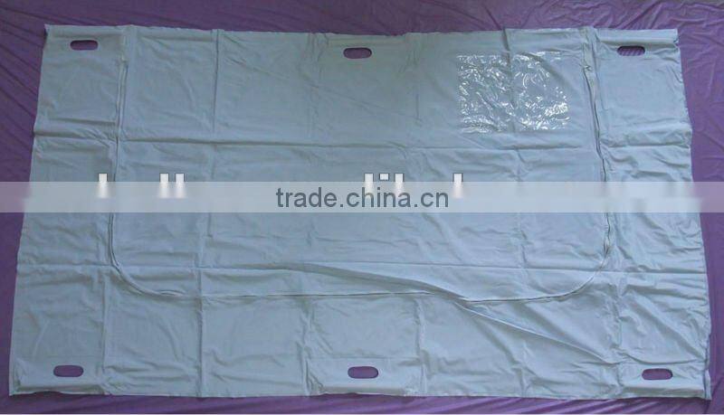 White /Black PVC MORTUARY CORPSE BODY BAG with handles