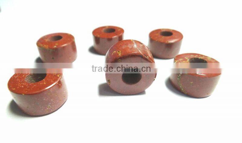 Natural Red Jasper Smooth Handmade Big Hole Tyre Beads