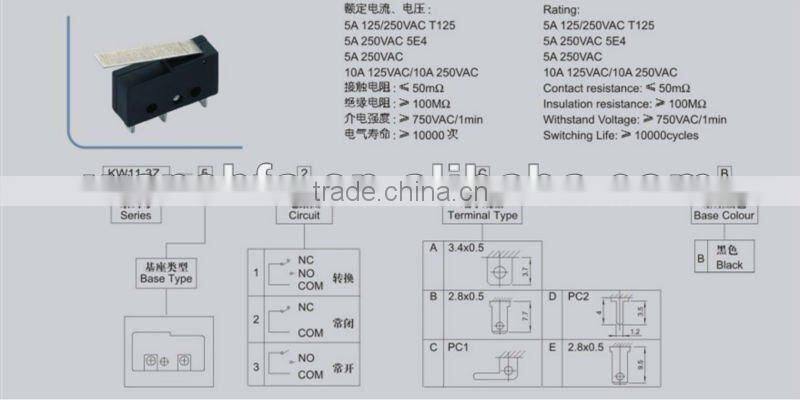 KW11-3Z mini push button micro switch