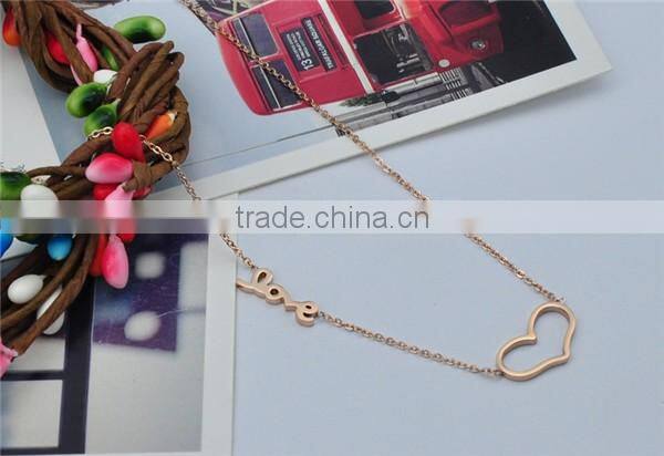 hollow heart pendant necklace stainless steel charm chain necklace dubai jewelry