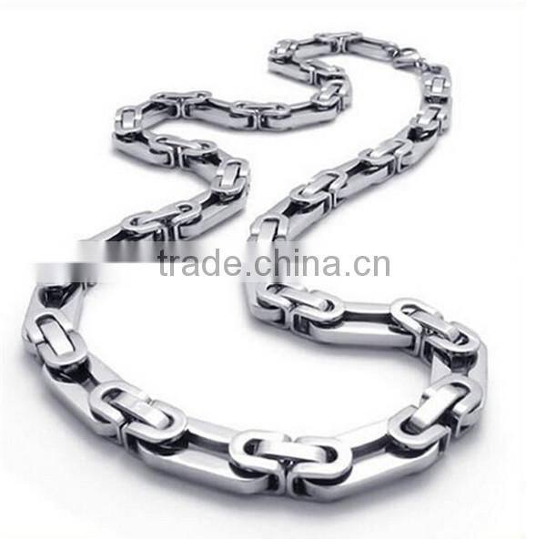 Hot Selling Polishing Silver Link Chain Jewelry Mens Punk Stainless Steel Byzantine Necklace