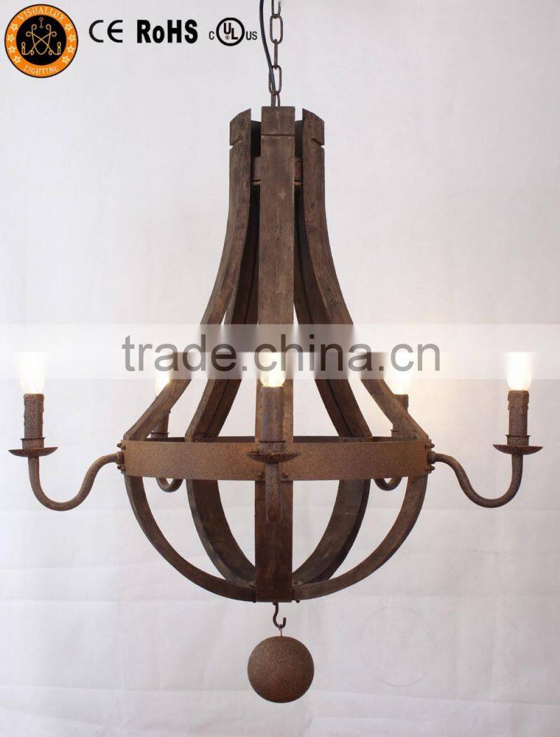 MC2004-5 antique wood vintage Chandelier with 5 lights chandelier Vintage Industrial Furniture Chandelier Light Wood Lamp