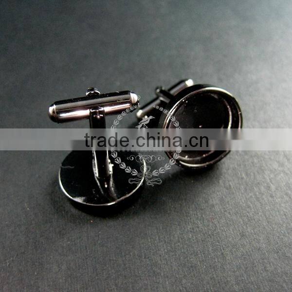 16.5mm setting size steam punk watch movement gun black DIY base tray French cufflink supplies cuff link findings 1500029