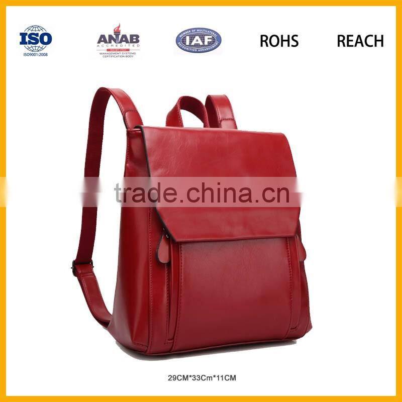 2016 wholesale fashion custom women high school leather bag backpack