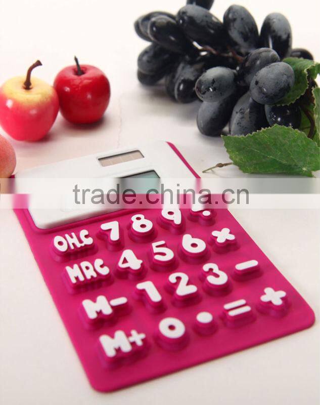 office&business promotional gifts silica gel 8 Digits waterproof Solar flexible Silicone soft rubber calculator