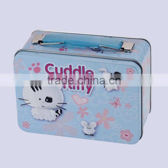 Cookie Use and Metal Material suitcase shaped metal tin lunch box with lock