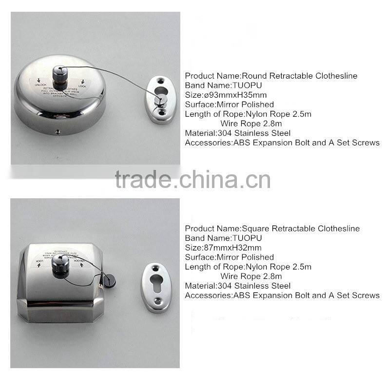 Made in china square retractable portable hotel clothes line for sale