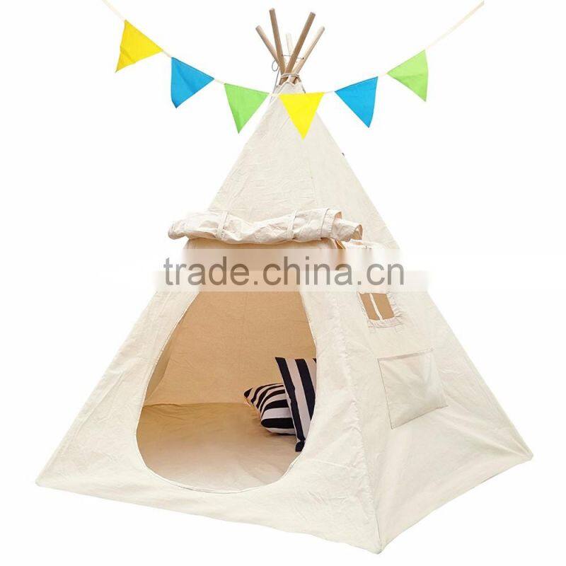 Children Playhouse Indian Canvas Teepeetent Kids Play House with two Windows - Comes