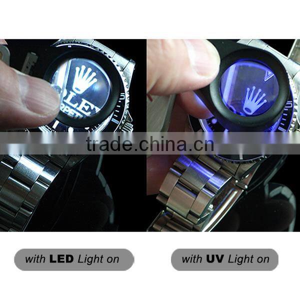 Mini 30X Jeweler Loupe Magnifier + LED & UV light 21mm lens Jewel Identifier Tool