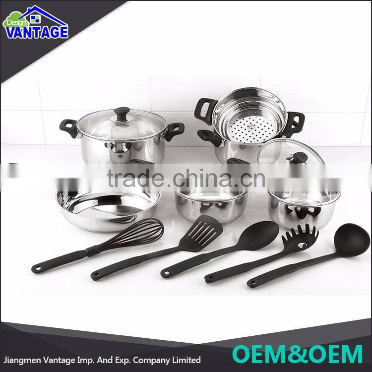 High quality non-stick cooking pot 12 pcs stainless steel cookware set