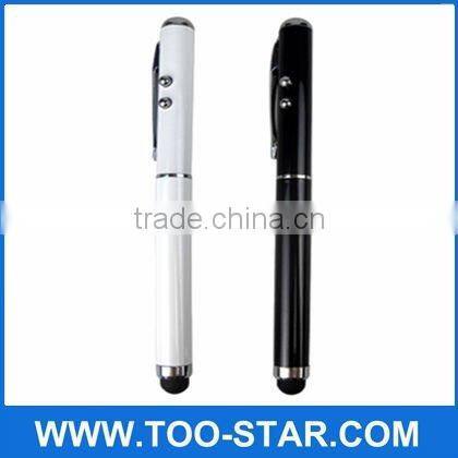 Universal 3 in 1 capacitive touch screen stylus pen with laser pointer and flashlight