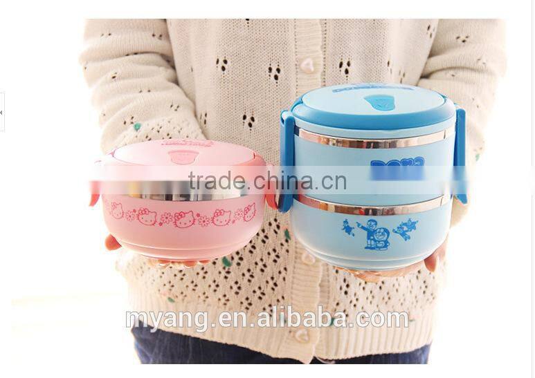 2015 Wholesale cartoon two layer thermal insulation lunch box /lovely thermal insulation lunch box for kid, heat