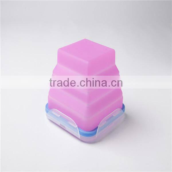 100% Food Grade Microwave Safe silicone foldable bowl with lockable lids