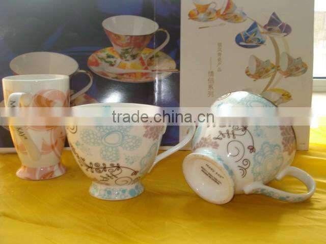 250ml Golden printing porcelain mug , golden porcelain saucer, golden printing porcelain bowl ,golden printing spoon