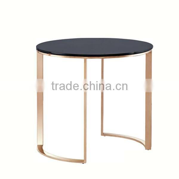 Gold finish 4 legged glass modern side table