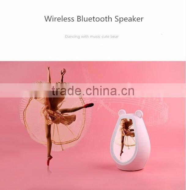 Simple Fashion Multi-functional Cute Bear Desk Clock With Mirror/LED Back Light/Bluetooth Speaker/Temperature Digital Clock