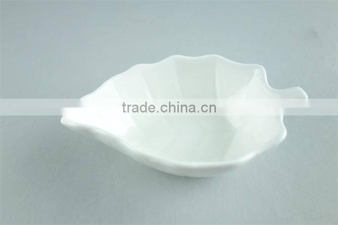 beautiful small white porcelain leaf-shaped plate