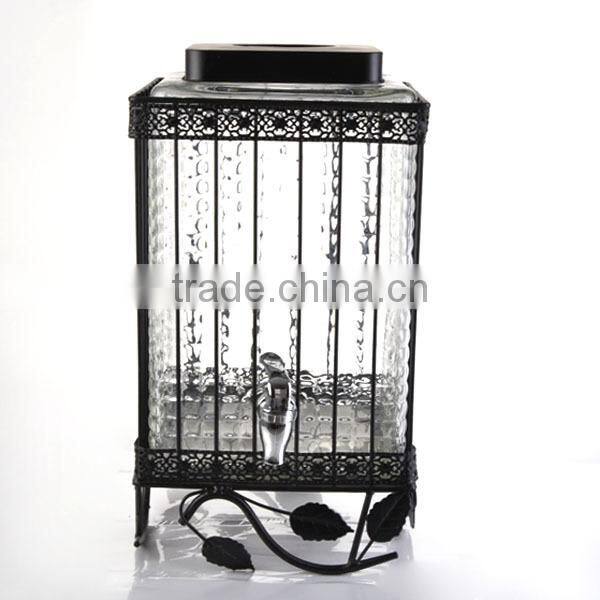 2015 FDA personalized beverge dispenser with metal stand cage, juice jar