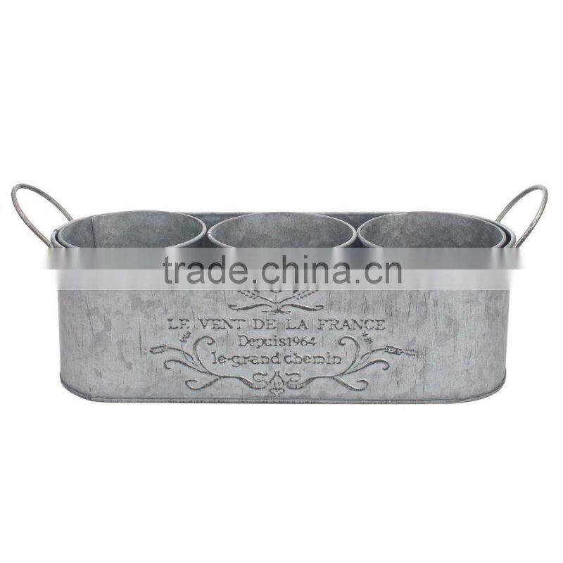 Hot sales garden zinc flower pot metal planter with string handle