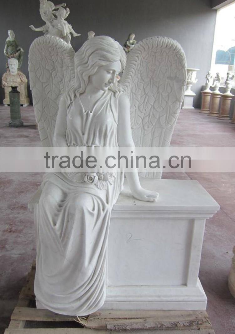 outdoor garden decoration stone carving white marble cemetery statues