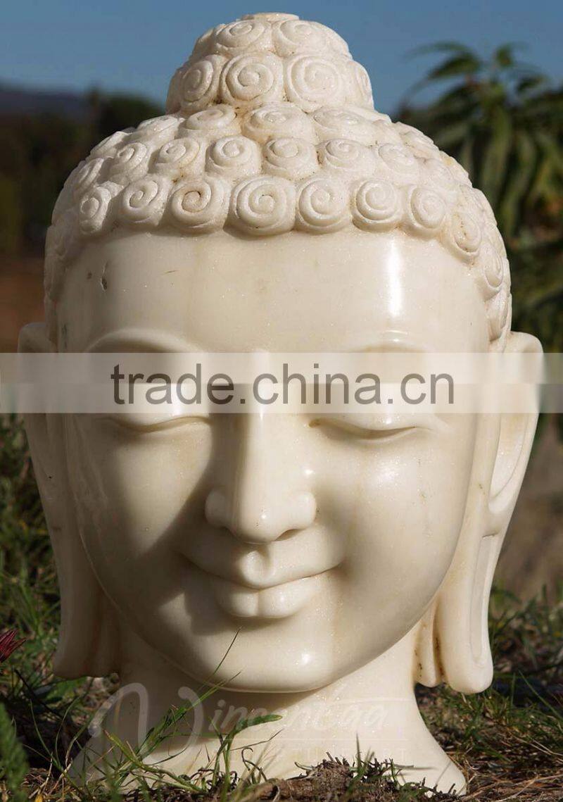 China supply hand carved natural white marble buddha head sculpture for sale