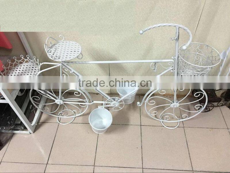 2016 Fashion Design Wrought Iron Bicycle Plant Stand Decoration Bicycle Flower Stand