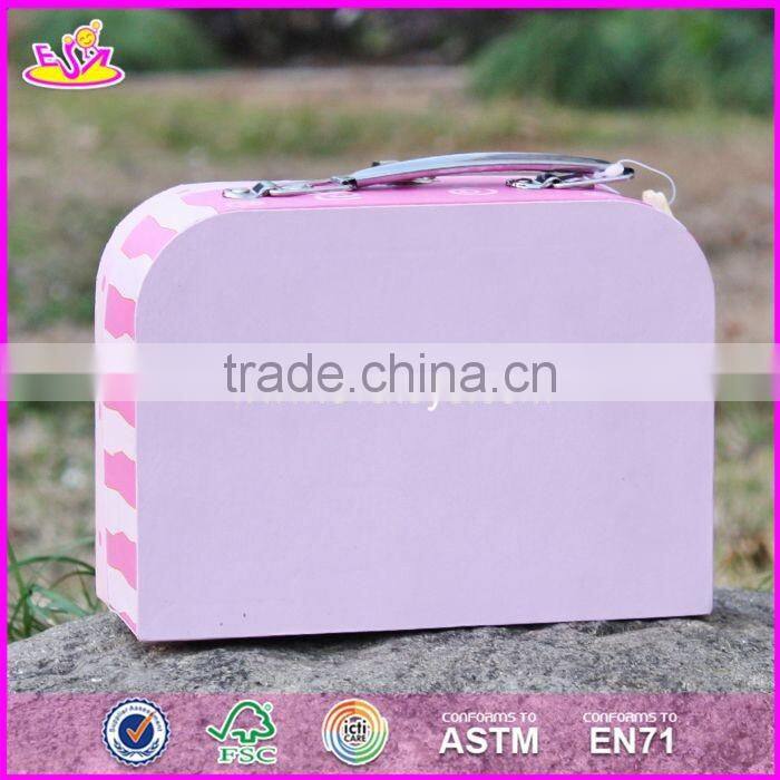 2017 Best sale lovely pink children wooden toy box for sale W08C171-S