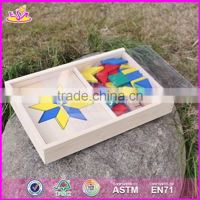 2017 New design toddlers preschool wooden geometric block puzzle W14A161