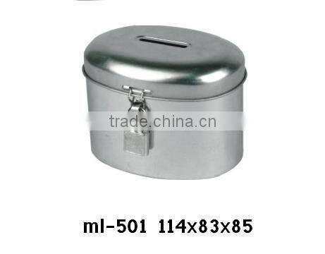 Tin Money Box With Lock And Key