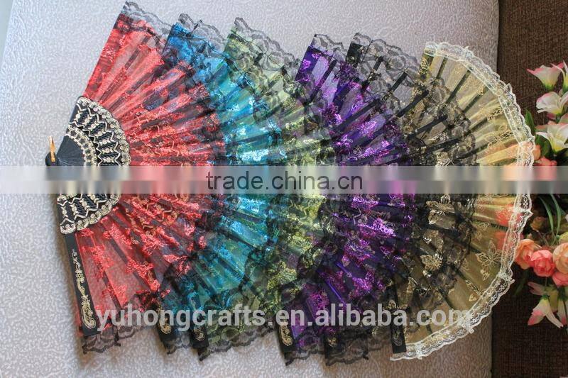 Lace fabric fan for party with low price