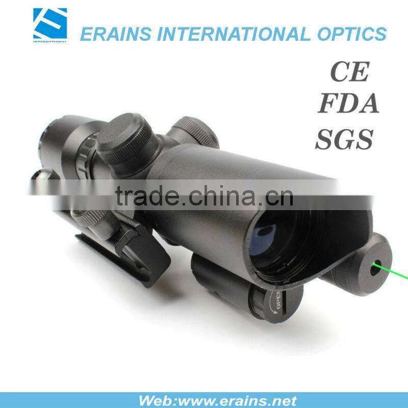 Tactical compact 1.5-5X32 riflescope red/green illuminated Mil-Dot Reticle with side attached green laser scope combo