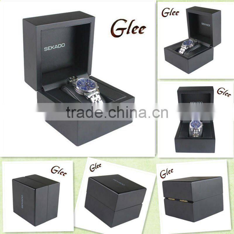 Screen logo black paint wooden watch box
