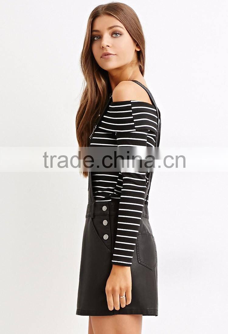 strappy dress women leather overall dress with pocket