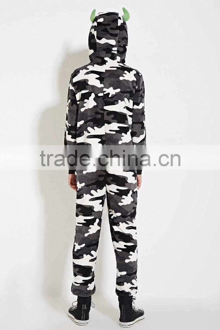 2016 flannel camouflage printing boy animal winter jumpsuit pijamas kids