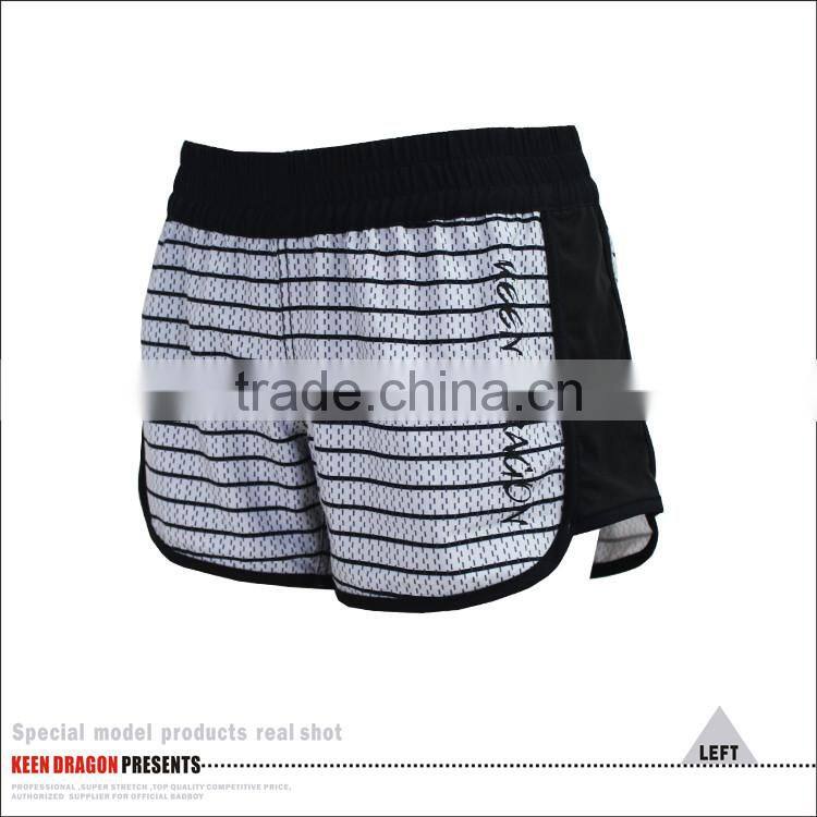 2016 NEW CROSSFIT BLACK AND WHITE STRIPE WOMENS' MMA SHORTS
