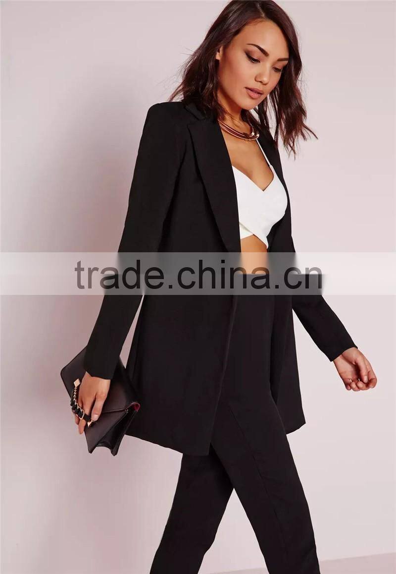 MGOO 2017 Manufacturer Longline Black Blazers Spring Oversized Casual Blazers Jackets For Women Oversized Jackets