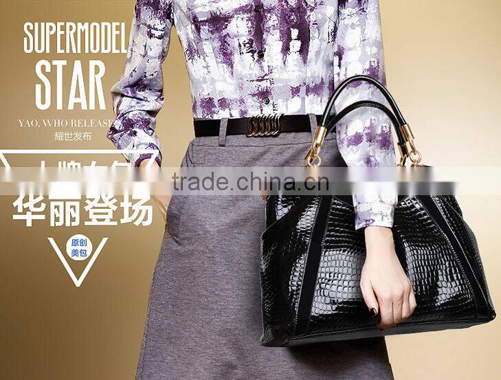 fancy design pu leather Crocodile patterned bags for ladies