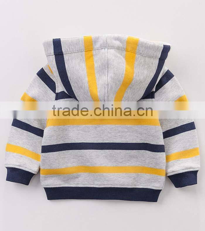 Customized kids zipper classic stripes cotton hoodies