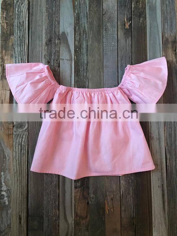 Off Shoulder Child Girl Tops Solid Pink Tank Top Boutique Children Clothes Wholesale
