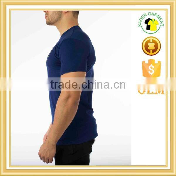 Custom slim fit gym t shirt, cotton spandex fitness t shirt man