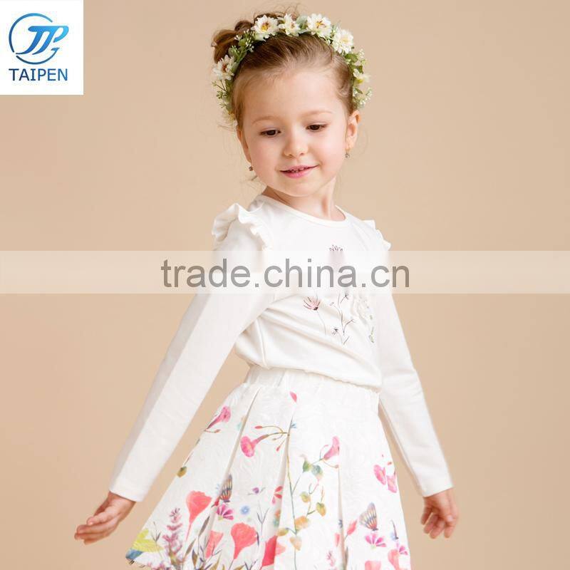 2017 Spring Girls Knnitted T Shirt Kids High Neck Base Shirt Girls Pullover Top