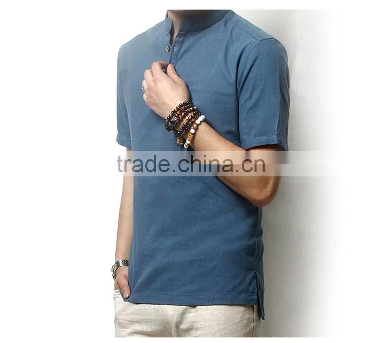 2015 High Quality 100% Cotton button down contrast color men double collar shirt folder