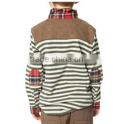 Boys Autumn Striped Long Sleeve Polo Shirt 100% Cotton T Shirt