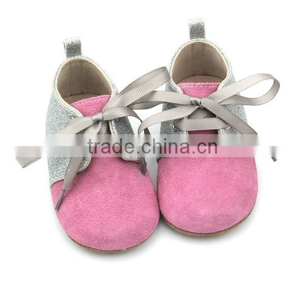 Wholesale Rose Pink Genuine Leather Moccasins Baby Shoes with 2017