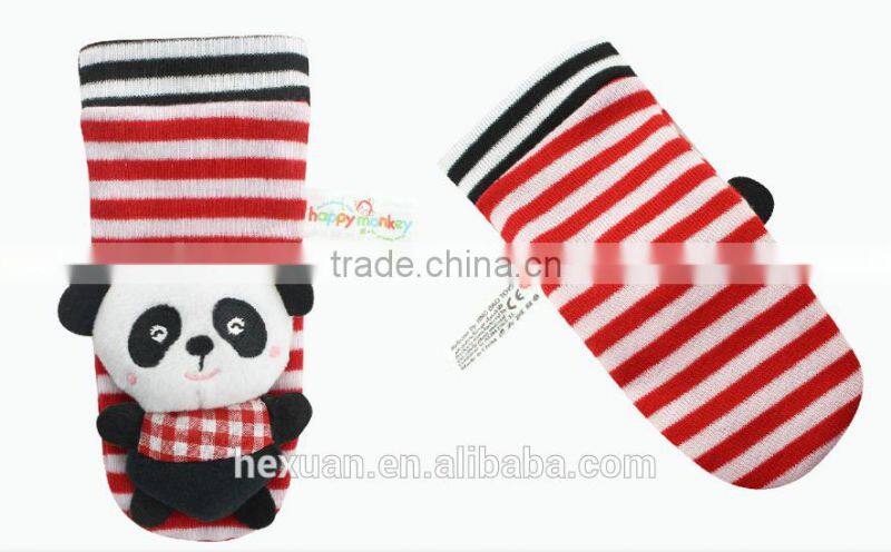 winter thick terry baby rattle socks with matching wrist rattle