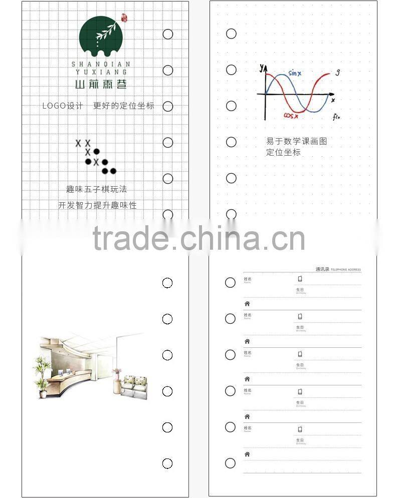 A6 custom PU cover with elastic band loose leaf binding personal diary planner debossed/emboss/gold foil logo